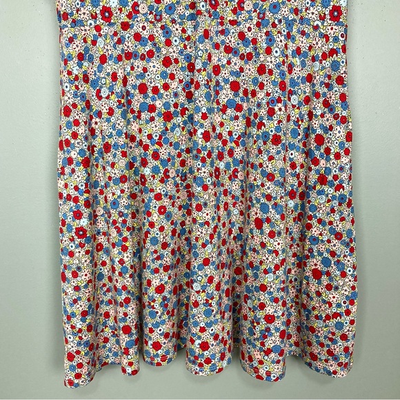 Boden V-Neck Jersey Dress Women’s Size 16 Riviera Blue Floral Stretch Knit Retro - Picture 7 of 12